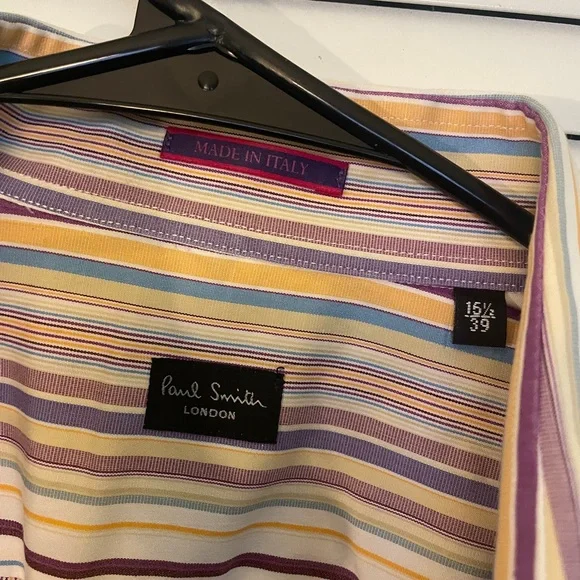paul smith london dress shirt Paul Smith London Dress Shirt Mens Med Kelly Green White Striped LS Italy Made